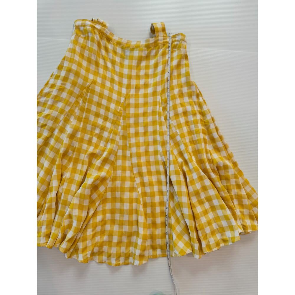AQUA Butter Yellow Gingham Tie Shoulder Mini Dress S Cottagecore Picniccore - Picture 10 of 16